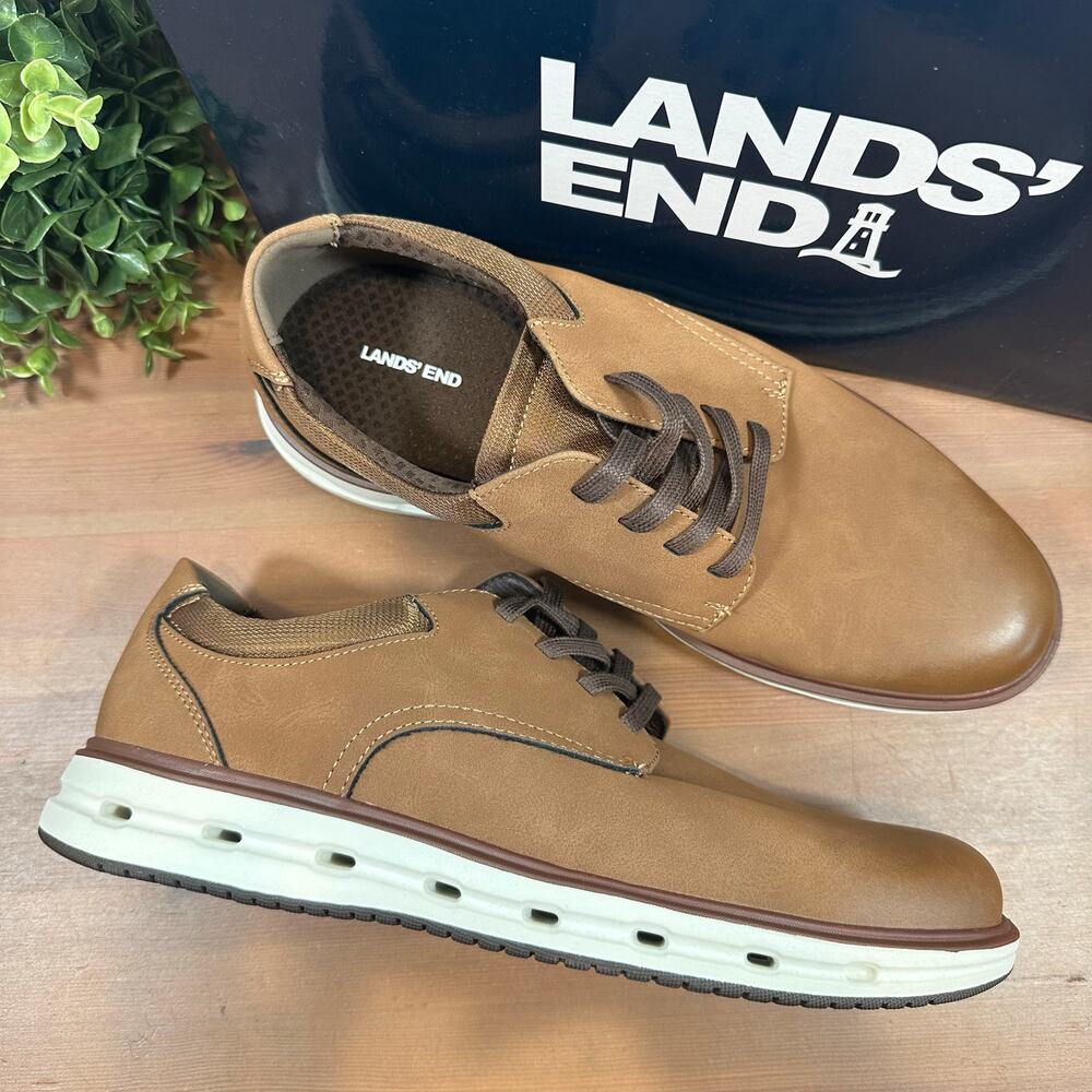 Lands' End Men's Sport Dark Tan Oxford Shoes Size‎ 9.5